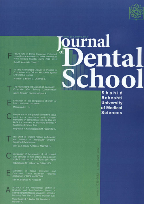 Dental School - Volume:33 Issue: 4, Fall 2015