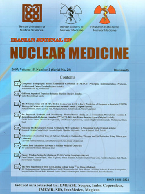 Nuclear Medicine - Volume:24 Issue: 1, Winter-Spring 2016
