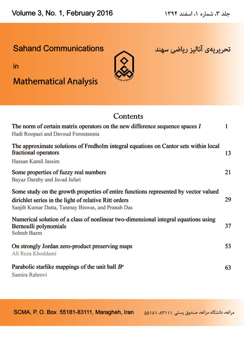 Sahand Communications in Mathematical Analysis - Volume:3 Issue: 1, Winter-Spring 2016