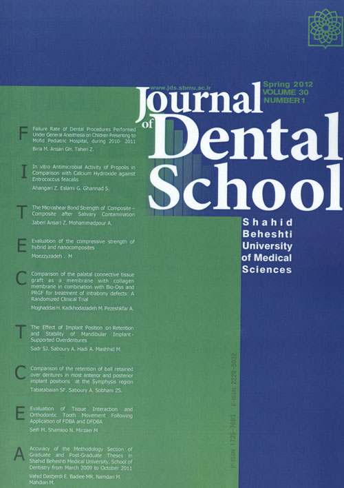 Dental School - Volume:34 Issue: 1, winter 2016