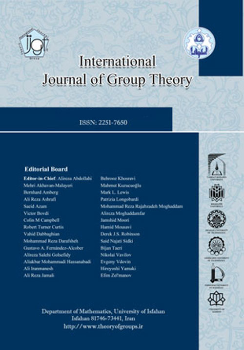 International Journal of Group Theory - Volume:5 Issue: 3, Sep 2016