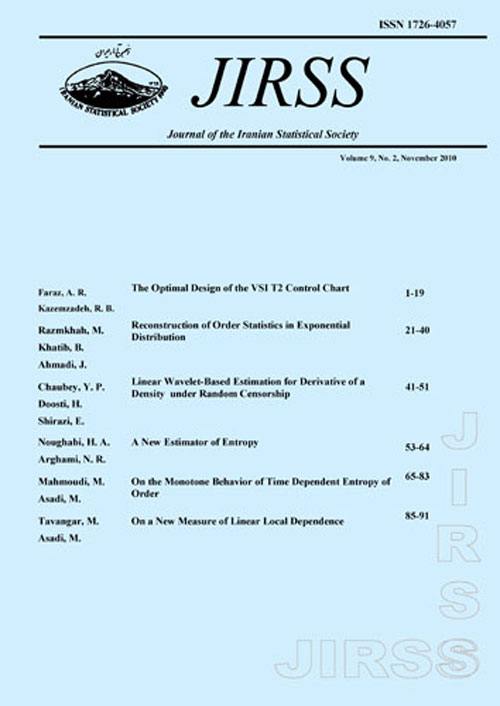 Statistical Society - Volume:14 Issue: 2, 2015