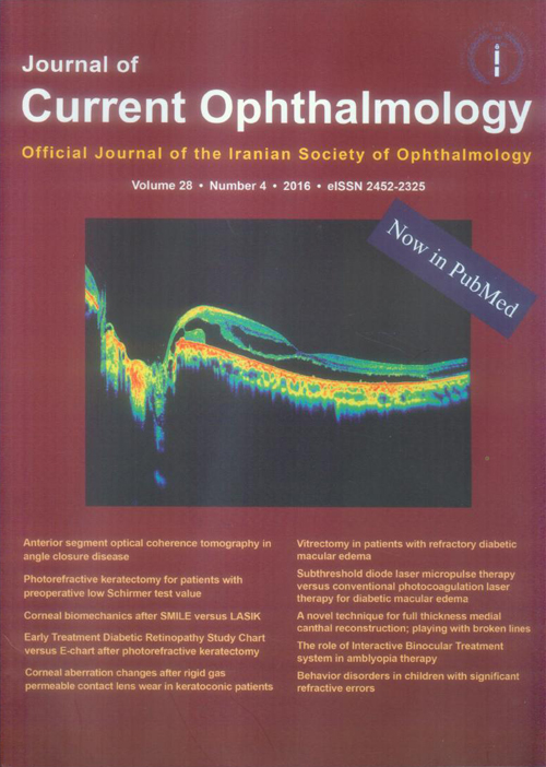 Current Ophthalmology - Volume:28 Issue: 4, Dec 2016