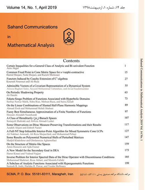 Sahand Communications in Mathematical Analysis - Volume:4 Issue: 1, Summer-Autumn 2016