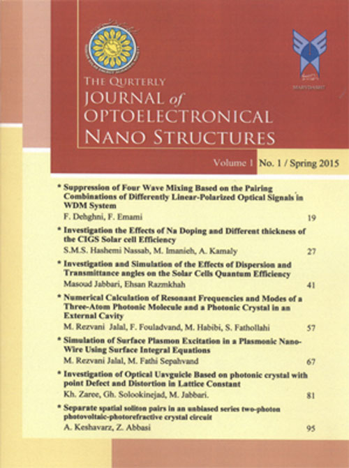Optoelectronical Nanostructures - Volume:1 Issue: 2, Summer 2016