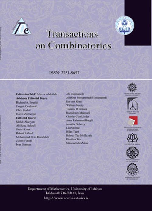 Transactions on Combinatorics - Volume:6 Issue: 1, Mar 2017