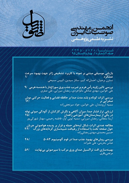 انجمن مهندسی صوتیات ایران - سال چهارم شماره 1 (بهار و تابستان 1395)