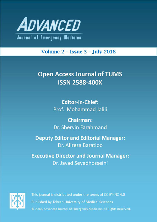 Frontiers in Emergency Medicine - Volume:2 Issue: 3, Summer 2018