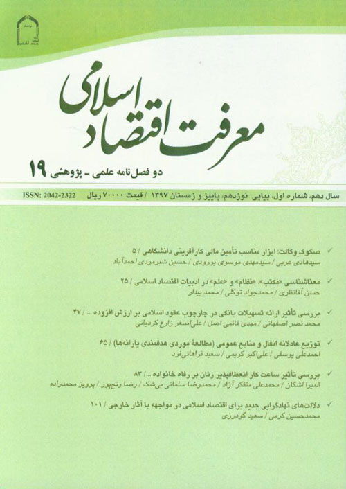 معرفت اقتصاد اسلامی - سال دهم شماره 1 (پیاپی 19، پاییز و زمستان 1397)