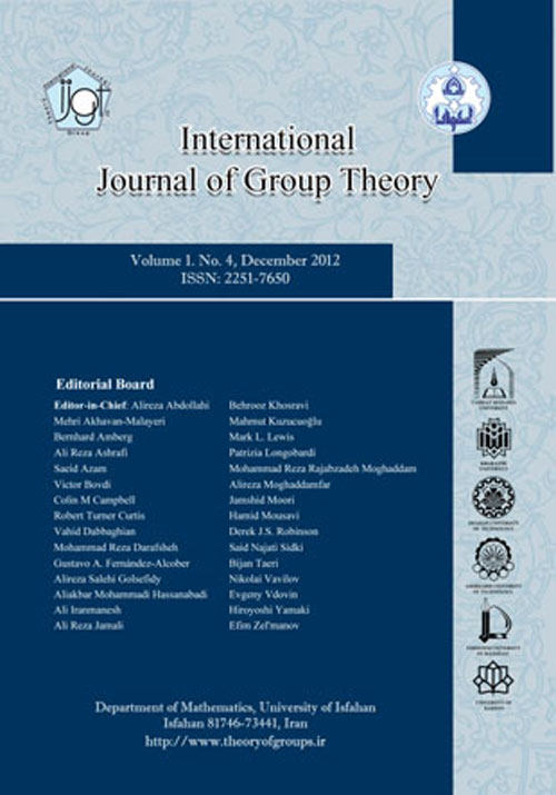 International Journal of Group Theory - Volume:8 Issue: 2, Jan 2019
