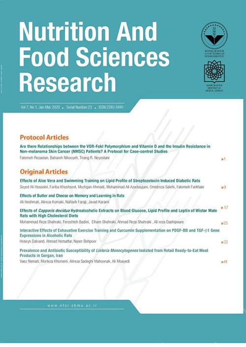 Nutrition and Food Sciences Research - Volume:7 Issue: 4, Oct Dec 2020