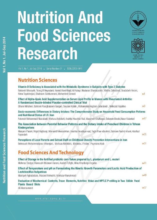 Nutrition and Food Sciences Research - Volume:10 Issue: 2, Apr-Jun 2023