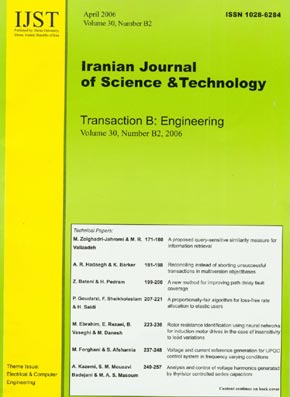 science and Technology (B: Engineering) - Volume:30 Issue: 2, April 2006