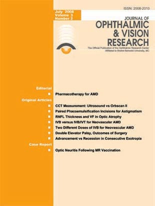 Ophthalmic and Vision Research - Volume:3 Issue: 2, Automn and Winter 2008