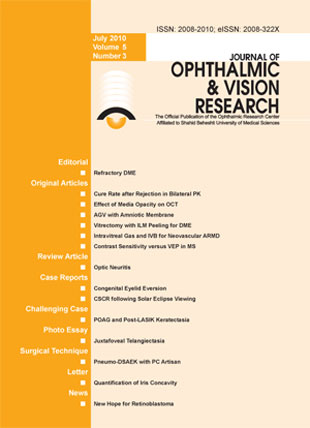 Ophthalmic and Vision Research - Volume:5 Issue: 3, Jul-Sep 2010