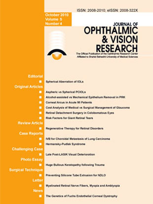 Ophthalmic and Vision Research - Volume:5 Issue: 4, Oct-Dec 2010