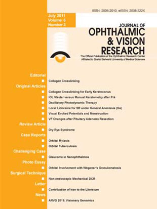 Ophthalmic and Vision Research - Volume:6 Issue: 3, Jul-Sep 2011