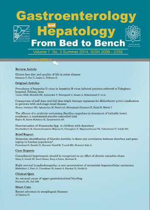Gastroenterology and Hepatology From Bed to Bench Journal - Volume:7 Issue: 3, Summer 2014