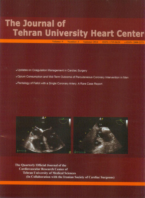 Tehran University Heart Center - Volume:9 Issue: 3, Jul 2014