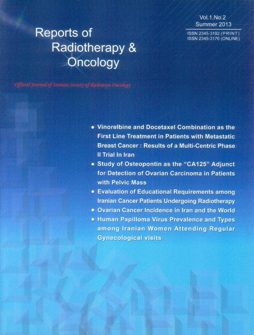 Reports of Radiotherapy and Oncology - Volume:1 Issue: 2, Sep 2013