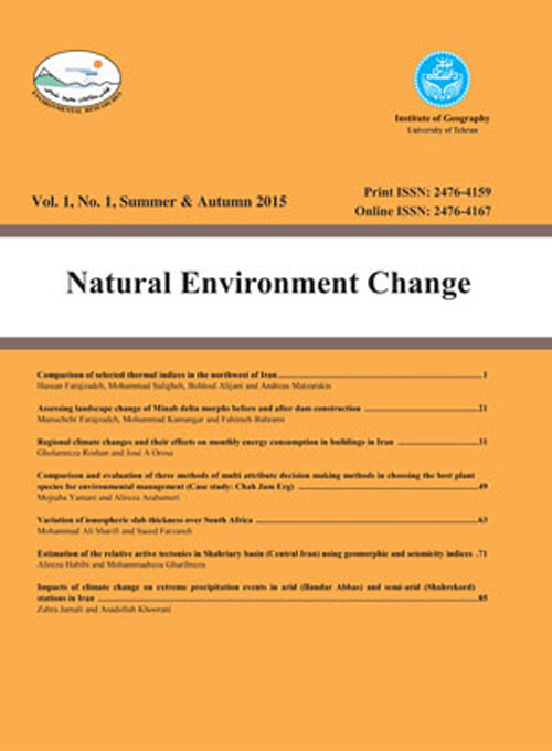 Natural Environment Change - Volume:1 Issue: 1, Summer - Autumn 2015