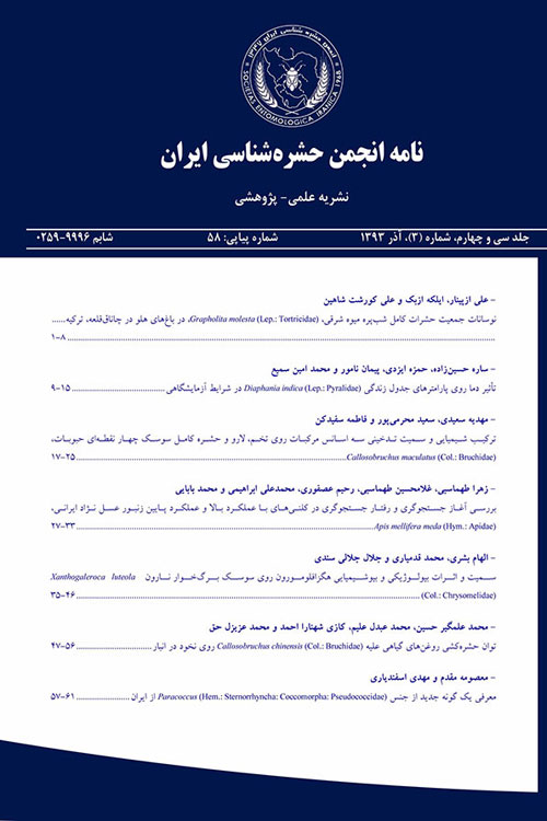 نامه انجمن حشره شناسی ایران - سال سی و پنجم شماره 2 (پیاپی 59، تابستان 1394)
