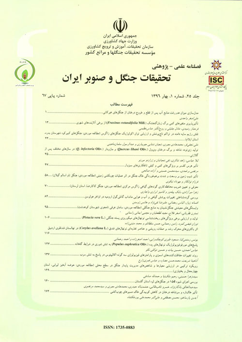 تحقیقات جنگل و صنوبر ایران - سال بیست و پنجم شماره 3 (پیاپی 69، پاییز 1396)