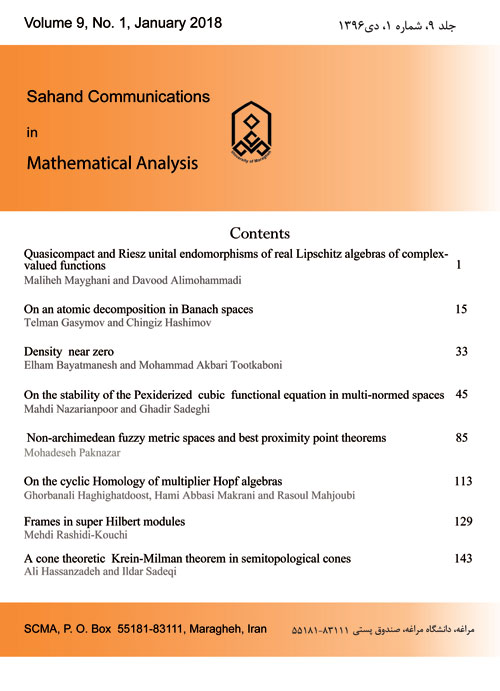 Sahand Communications in Mathematical Analysis - Volume:9 Issue: 1, Winter 2018