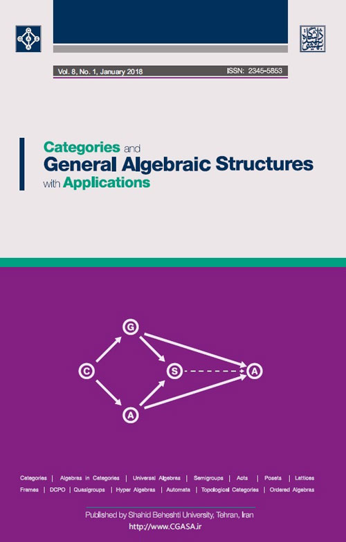 Categories and General Algebraic Structures with Applications - Volume:8 Issue: 1, Jan 2018
