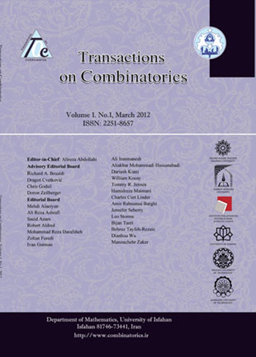 Transactions on Combinatorics - Volume:8 Issue: 1, Mar 2019