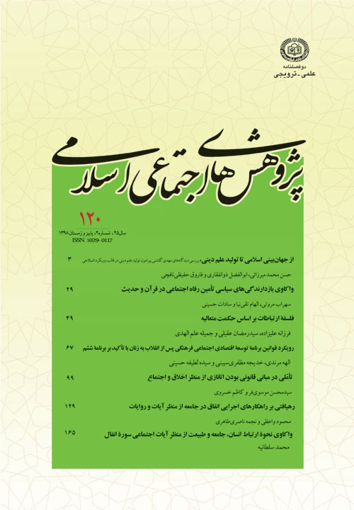 پژوهش های اجتماعی اسلامی - سال بیست و پنجم شماره 2 (پاییز و زمستان 1398)