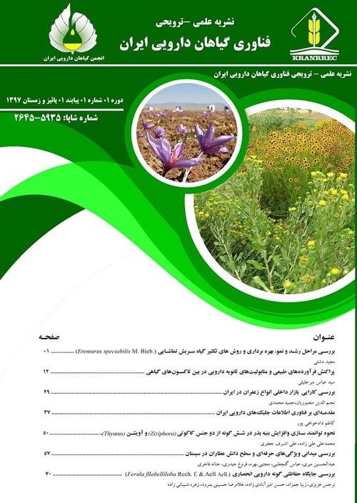 فناوری و گیاهان دارویی ایران - پیاپی 1 (پاییز و زمستان 1397)
