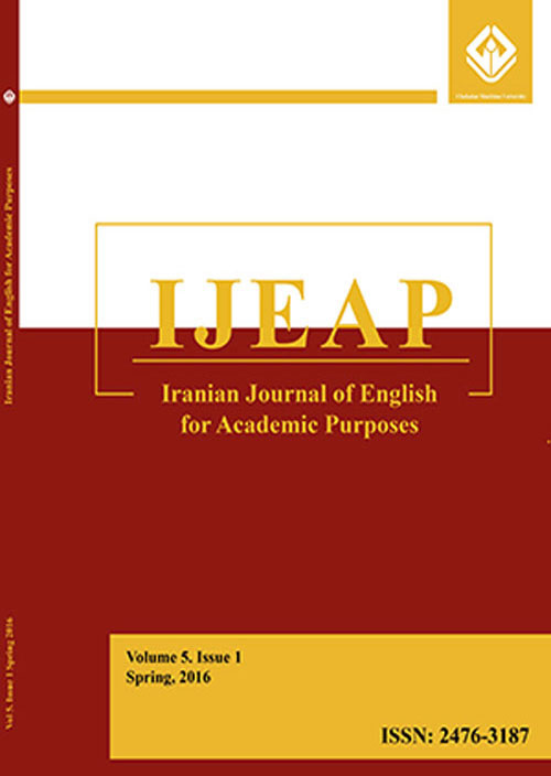 Iranian Journal of English for Academic Purposes - Volume:10 Issue: 1, Winter 2021