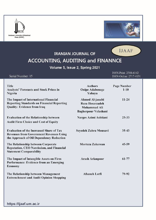 Accounting, Auditing and Finance - Volume:3 Issue: 1, Winter 2019