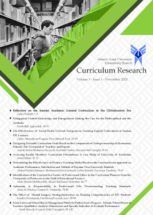 Curriculum Research - Volume:2 Issue: 2, Apr 2021