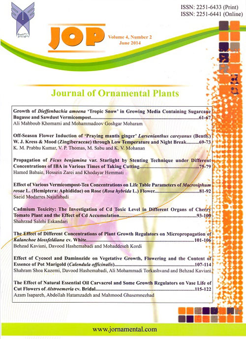 Ornamental Plants - Volume:11 Issue: 4, Autumn 2021