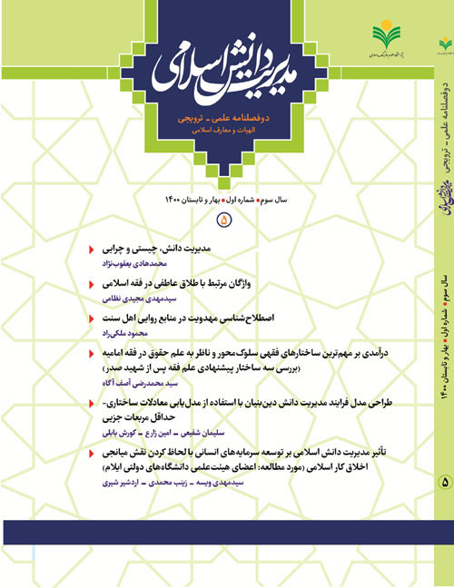 مدیریت دانش اسلامی - سال سوم شماره 2 (پیاپی 6، پاییز و زمستان 1400)