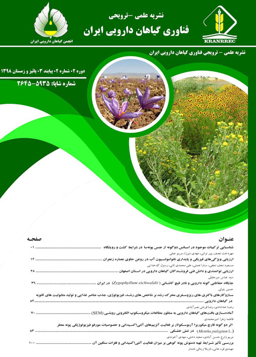 فناوری و گیاهان دارویی ایران - سال چهارم شماره 1 (پیاپی 6، بهار و تابستان 1400)