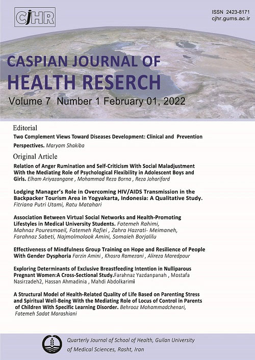 Caspian Journal of Health Research - Volume:7 Issue: 1, Jan 2022