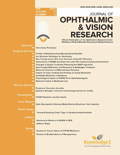 Ophthalmic and Vision Research - Volume:17 Issue: 2, Apr-Jun 2022