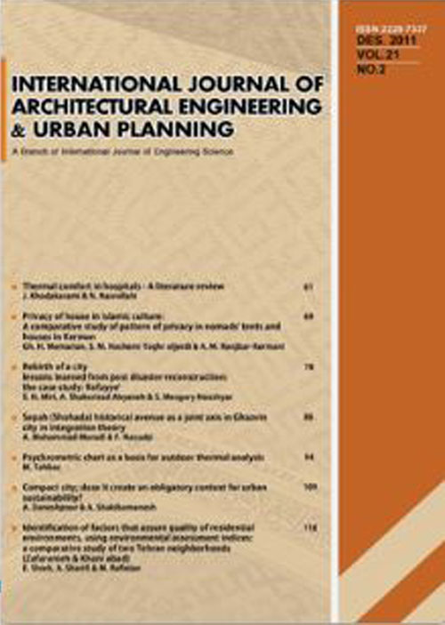 Architectural Engineering & Urban Planning - Volume:32 Issue: 1, Jan 2022
