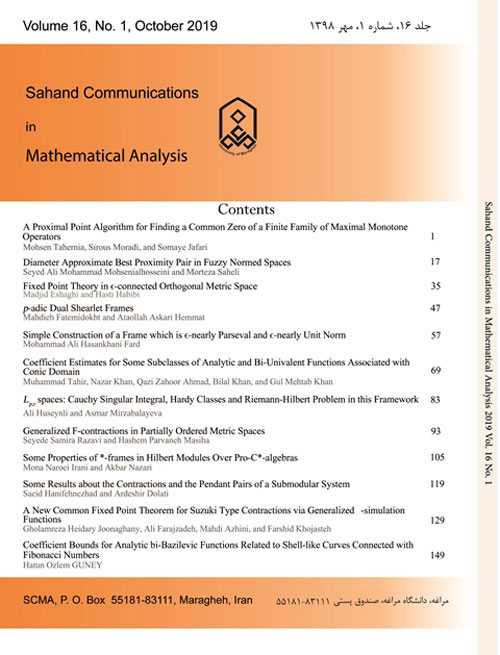 Sahand Communications in Mathematical Analysis - Volume:19 Issue: 2, Spring 2022