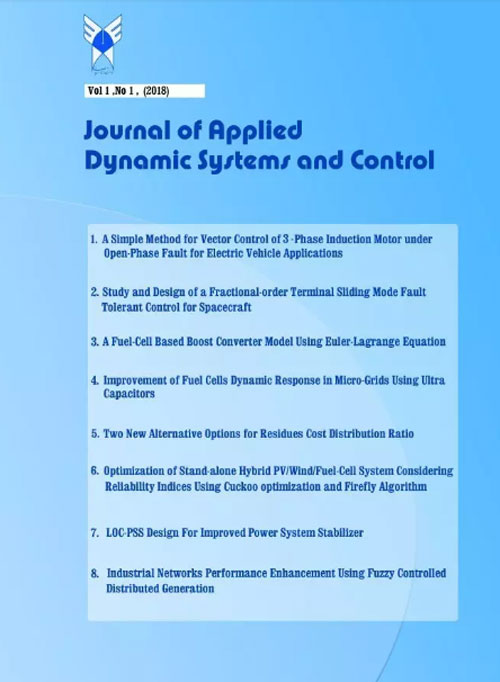 Applied Dynamic Systems and Control - Volume:5 Issue: 1, Winter and Spring 2022