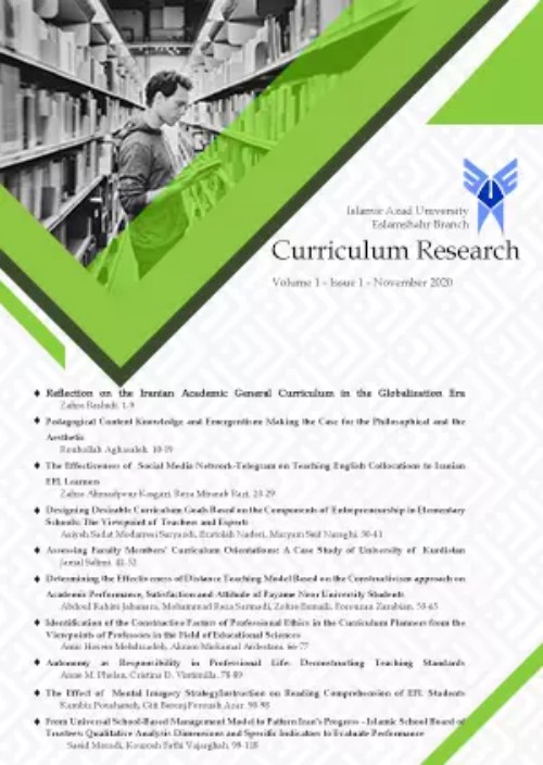 Curriculum Research - Volume:3 Issue: 1, Jan 2022