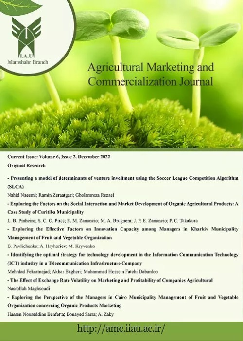 Agricultural Marketing and Commercialization Journal - Volume:6 Issue: 2, Summer and Autumn 2022