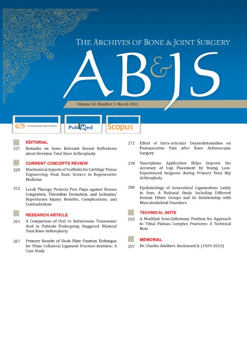 Archives of Bone and Joint Surgery - Volume:11 Issue: 3, Mar 2023