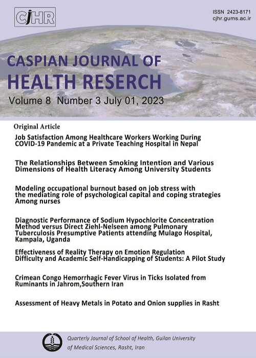 Caspian Journal of Health Research - Volume:8 Issue: 3, Jul 2023