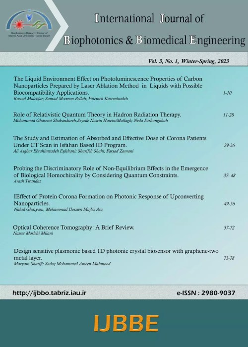 Biophotonics and Biomedical Optics - Volume:3 Issue: 1, Winter and Spring 2023