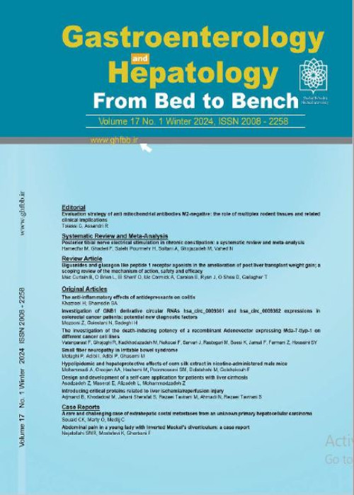 Gastroenterology and Hepatology From Bed to Bench Journal - Volume:17 Issue: 1, Winter 2024