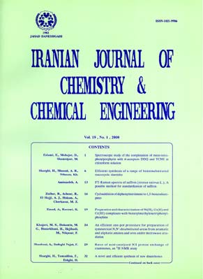 Iranian Journal of Chemistry and Chemical Engineering - Volume:17 Issue: 1, May-Jun 1998
